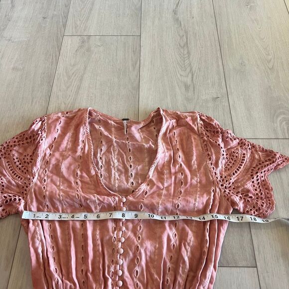 YFB Young Fabulous & Broke Costa Eyelet Tie Dye Pink High-Low Maxi Dress size M - Picture 4 of 8